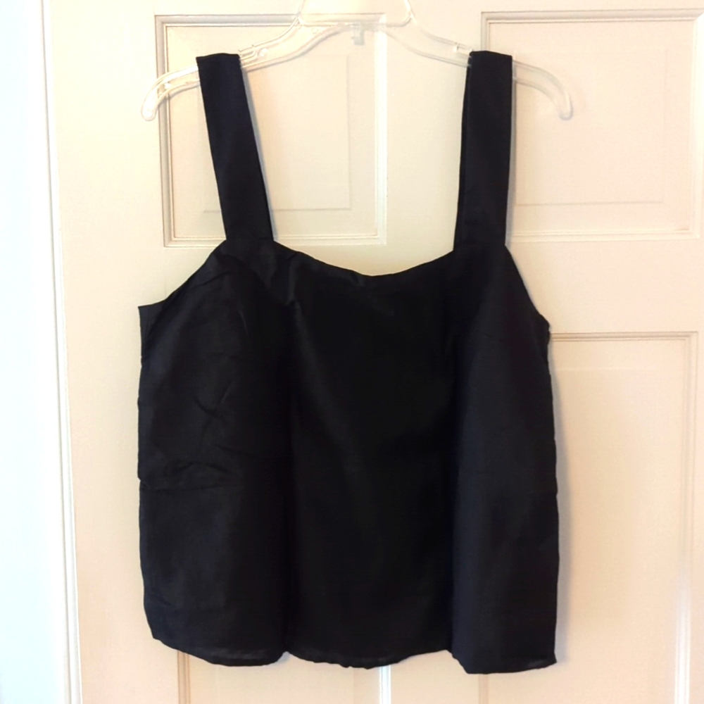 JCrew NWT linen black top, Large